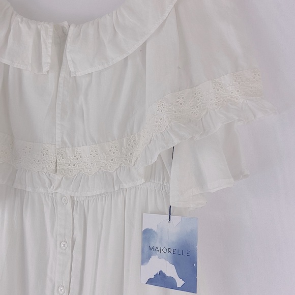 MAJORELLE Gemini Off the Shoulder Dress IN White Size S - Picture 5 of 7